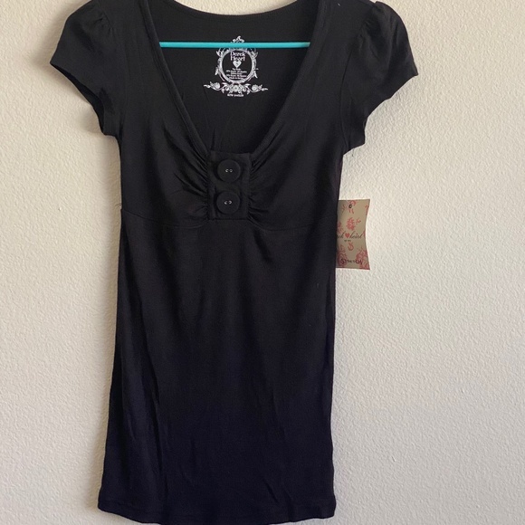 Derek Heart Tops - NWT Derek Heart Black Stretch Tunic Shirt Top Small S